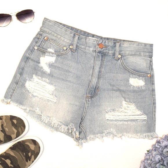 JBD. Pants - JBD 12” Super High Waist Torn Distressed Shorts L